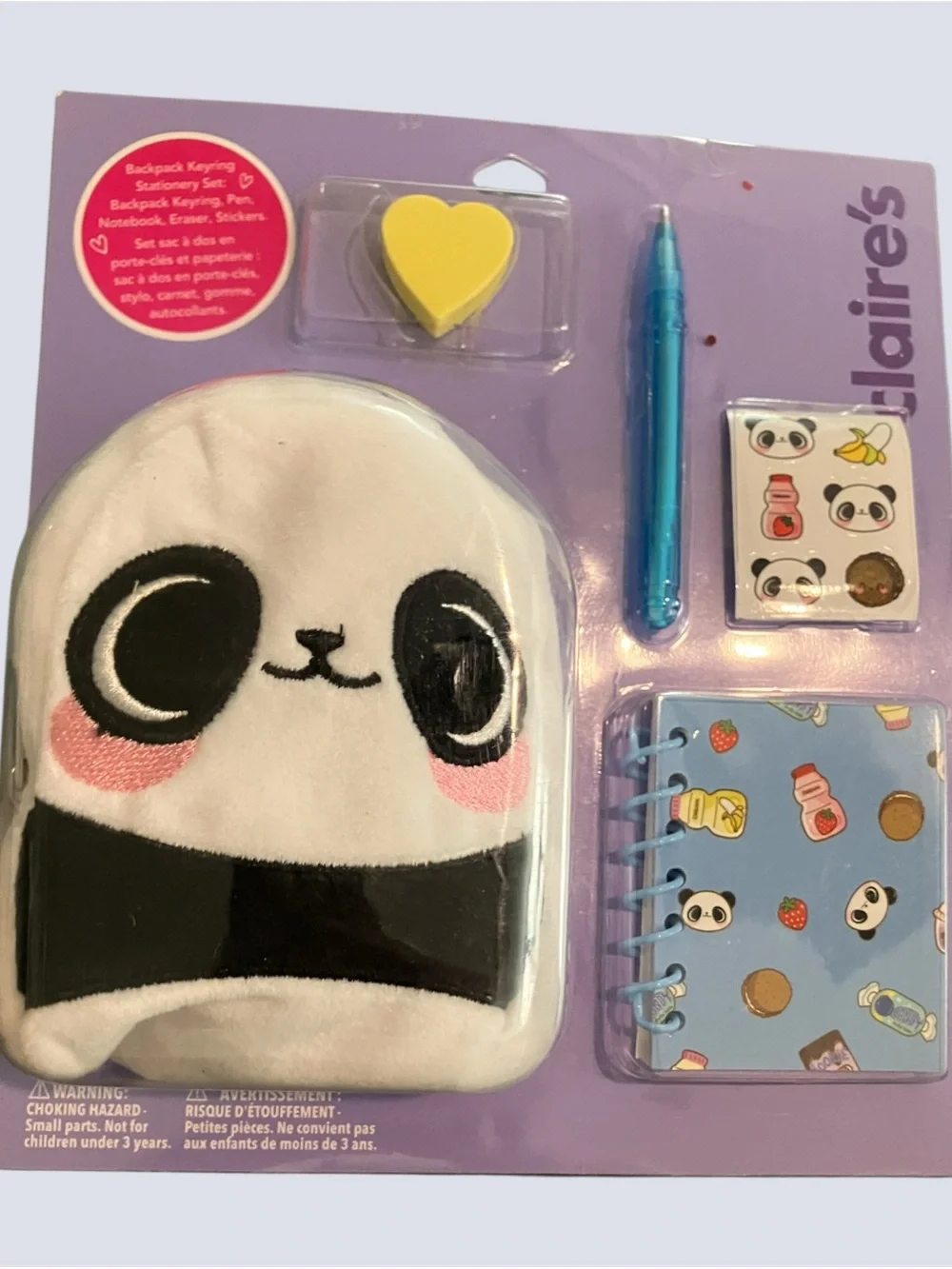 Claire's Panda Sleep Mask and Stationery Set - Tie-Dye Pink, Blue, Yellow